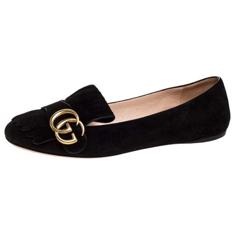 black and gold gucci flats|Gucci black ballet flats.